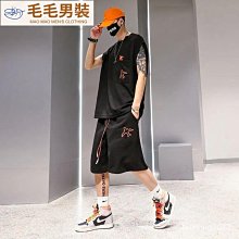 夏季潮流男裝 潮牌背心馬甲短褲套裝男女街頭寬鬆休閒情侶無袖t 套裝男 時尚男裝  夏季男裝 歷史價格詳細信息