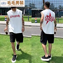 背心男士夏季純棉寬松大碼無袖t恤男裝潮牌韓版個性運動坎肩上衣-毛毛男裝 歷史價格詳細信息