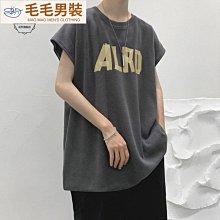 背心男夏季潮流ins寬松字母印花無袖t恤大碼運動嘻哈外穿坎肩上衣-毛毛男裝 歷史價格詳細信息