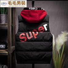 秋冬季铺棉连帽馬甲背心 大尺碼 防盜拉鏈 青年韓版潮流休閒帥氣保暖馬夾 男士羽絨棉素色羽绒馬甲 實-毛毛男裝 歷史價格詳細信息