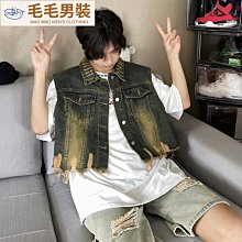 牛仔馬甲男 寬松大碼 無袖坎肩工裝 大口袋背心外套 美式復古 歷史價格詳細信息