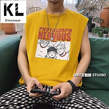 港INS無袖t恤 M-2XL 健身寬鬆背心男 跑步t恤 潮牌個性上衣 潮流夏季嘻哈寬鬆短t 卡通背心 價格比較,價格查詢,歷史價格詳細信息