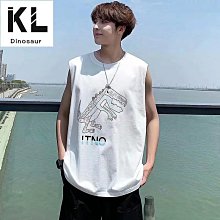 背心無袖T恤 潮牌背心 坎肩汗背心男 韓版寬松背心 運動無袖t恤男 港風chic個性上衣 跑步T XLC25-MINTS名仕男裝 歷史價格詳細信息