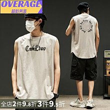 背心男夏季潮流ins寬松字母印花無袖t恤大碼運動嘻哈外穿坎肩上衣-毛毛男裝 歷史價格詳細信息