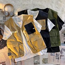 多口袋工馬甲男 3色M3XL 純棉馬甲背心 潮夏季拼接背心 嘻哈高街機能風無袖外-真男人專賣店 歷史價格詳細信息