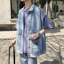 翻領牛仔馬甲男 新款工裝馬甲 潮流外套男 馬夾男 無袖背心 韓版馬甲男 馬甲背心牛仔 工作背心-勁霸服飾 歷史價格詳細信息