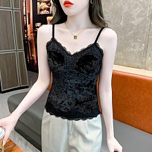 帶胸墊 金絲絨吊帶背心女設計感小眾外穿內搭性感裹胸上衣打底衫 歷史價格詳細信息