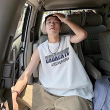 背心男夏季潮流ins寬松字母印花無袖t恤大碼運動嘻哈外穿坎肩上衣-毛毛男裝 歷史價格詳細信息