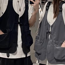 多口袋工裝背心背心男 XL-3XL 男生背心外套 男生坎肩多口袋馬夾上衣 港風男生背心背心加大碼純色馬夾休閒外套 歷史價格詳細信息