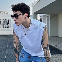 坎肩背心男潮牌ins字母印花純棉寬肩砍袖夏季外穿寬松運動【超齡男裝】 歷史價格詳細信息