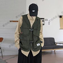 潮牌寬松工裝背心 無袖外套 工裝馬甲 潮流街頭街舞寬松多口袋帥酷馬甲 機能戰術背心 軍綠男女同款 歷史價格詳細信息