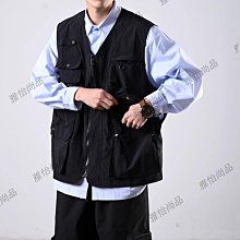 工裝背心外套 多口袋無領坎肩馬甲 男女 寬松 韓版 復古 機能風 歷史價格詳細信息