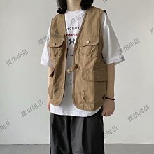 工裝背心外套 多口袋無領坎肩馬甲 男女 寬松 韓版 復古 機能風 歷史價格詳細信息