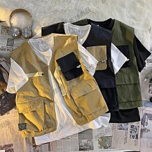 工裝馬甲男潮流百搭夏季新款寬松休閑無袖馬夾港風日系多口袋坎肩機能背心-雅怡尚品 歷史價格詳細信息