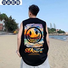男生背心 M-5XL 寬松運動背心男 加肥加大碼 圓領無袖T恤 臉譜印花坎肩 百搭打底衫 街拍潮款 貨到付款-毛毛男裝 歷史價格詳細信息