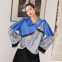 熱銷 長袖襯衫襯衣新款女裝花襯衫女別致襯衫上衣女設計感小眾女裝印花拼接襯衫法式襯衫上衣 可開發票 歷史價格詳細信息