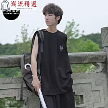 男無袖上衣背心男純棉男士無袖t恤跨欄背心寬肩大碼印花港風背袖寬大1/2件裝-潮流精選 歷史價格詳細信息