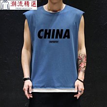 假兩件無袖背心t恤男生寬鬆潮嘻哈背心潮牌超火運動篮球坎肩ins外穿潮流夏吊嘎運動背心健身背心【FIZZE】 歷史價格詳細信息