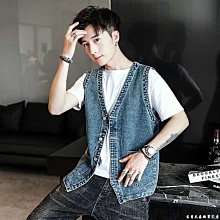 男裝 男馬甲 馬夾 無袖 男無袖 休閒背心 新款港風春夏秋季無袖外套韓版緊身男女牛仔馬甲青年白色背心男潮 歷史價格詳細信息