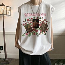 【美式街頭背心T】 破洞背心男夏季新款暗黑系ins高街嘻哈撕裂破洞寬松無袖T恤男女款 歷史價格詳細信息