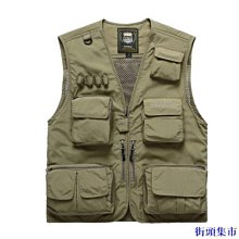 吉普工裝馬甲男士夏季薄款多口袋網眼寬松無袖坎肩釣魚攝影【超齡男裝】 歷史價格詳細信息