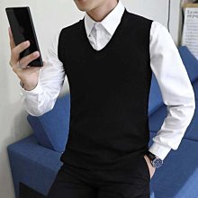 毛衣馬甲 韓版V領針織背心男生春秋季青少年無袖毛衣潮流寬鬆學院馬甲chic情侶毛衣背心條紋拼接毛衣馬甲男生衣著 歷史價格詳細信息