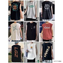 （多款可選）背心男潮牌高街ins美式復古印花水洗黑色坎肩無袖t恤oversize做舊嘻哈印花背心（HC222）-MINTS名仕男裝 歷史價格詳細信息