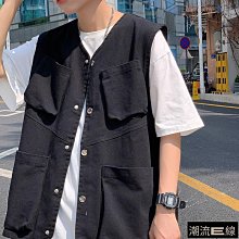 工裝馬甲男潮牌日系寬松個性背心春秋季新款潮流休閑機能坎肩外套-毛毛男裝 歷史價格詳細信息