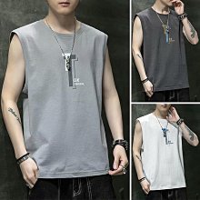 夏季男士個性印花背心健美休閑運動背心棉質汗背心打底上衣 純棉背心 吊嘎 健身背心 坎肩 背心男 男透氣內衣 內搭-毛毛男裝 歷史價格詳細信息