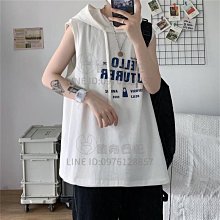 背心 夏季 夏季連帽t恤背心男士坎肩運動健身汗背心男韓版修身彈力無袖背心 連帽背心強推 歷史價格詳細信息