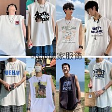 GOB男生印花背心 水洗做舊背心 無袖T恤 運動坎肩背心 百搭坦克上衣 簡約 潮牌 寬鬆背心男 字母印花背心 痞帥 歷史價格詳細信息