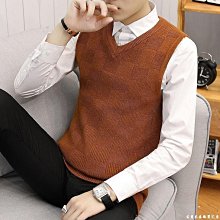 毛衣馬甲 韓版V領針織背心男生春秋季青少年無袖毛衣潮流寬鬆學院馬甲chic情侶毛衣背心條紋拼接毛衣馬甲男生衣著 歷史價格詳細信息