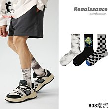 【燕踏枝】一組3雙入藝文復興休閒男襪街頭塗鴉個性潮流中筒襪禮盒裝透氣新疆棉襪子男 歷史價格詳細信息