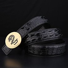 泰國正品鱷魚皮皮帶男士真皮平滑扣褲帶板扣中年輕人潮~特價 歷史價格詳細信息