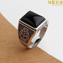復古泰銀黑暗之魂戒指 仿黑瑪瑙開口男戒指個性潮流四爪寶石男戒-哈囉好物 歷史價格詳細信息