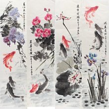 【yes99buy】水墨詩意-富貴如意卷軸畫掛壁畫絲綢畫國畫花鳥風景畫七天預購+現貨 歷史價格詳細信息