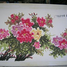 [ 丁銘畫廊 ] 牡丹花-花開富-富貴花可招來富貴-富貴滿堂-純手工畫國畫原作品-含框裱好價格-2尺8 吋X5尺6大尺寸 歷史價格詳細信息