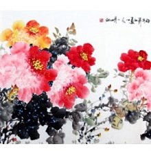 【幸運星】  純手繪 牡丹畫 國畫 牡丹 花開富貴 水墨畫 風水畫  開運 夫妻和睦 增加異性緣 已裱捲軸 無框畫 歷史價格詳細信息