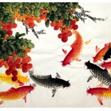 【幸運星】招財 開運 風水魚圖 風水畫 國畫 絲綢畫 無框畫 風水有關係 辦公室 居家 送禮 100*30公分 歷史價格詳細信息