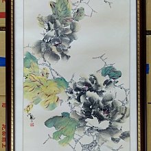 『府城畫廊-手繪國畫』牡丹花－花開富貴－67x127－(含框價，可換框)－有實體店面－請查看關於我聯繫－AB44 歷史價格詳細信息