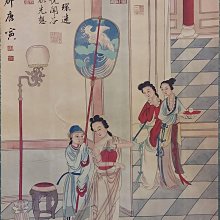 山水畫唐伯虎名畫聽泉圖風水絲綢畫中國特色禮品國畫玄關畫卷軸畫 歷史價格詳細信息