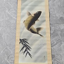 回流老畫，《跳鯉》，絹本原裱，尺寸182*53公分裝裱，105*40公分畫心，章款自查，璐璐軸頭，品相如圖所示，等待有緣人， 手機 古玩 老貨 擺件【董先生】 歷史價格詳細信息