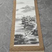 #山水畫， 回流老畫，山水畫，絹本綾裱，尺寸194*47公分裝裱，113*35公分畫心，章款自查，璐璐軸頭，品相如圖所示，等待有緣 古玩 老貨 擺件【董先生】 歷史價格詳細信息
