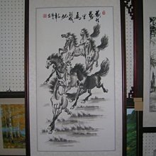 [ 丁銘畫廊 ] 八駿馬 - 馬到成功 - 李捷 - 水墨畫 - 純手工畫 - 國畫原作品-  含框裱好價格 歷史價格詳細信息