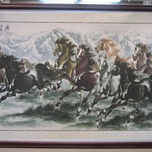 『府城畫廊-手繪國畫』八駿馬－八駿圖－馬到成功－64x124－(含框價，可換框)－有實體店面－請查看關於我聯繫AB164 歷史價格詳細信息