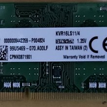 Kingston KVR16LS11/4 DDR3L-1600 4GB 低電壓 歷史價格詳細信息