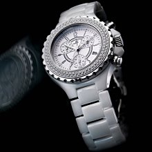 ROSDENTON 【RN勞斯丹頓 征服情海8808 中性三眼雙圓排鑲鑽陶瓷腕錶 】附保卡、大錶盒。旋轉式鑽框 日本機芯 價格比較,價格查詢,歷史價格詳細信息