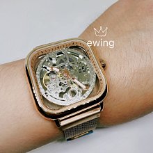 ［靚錶閣］（限量）罕見玫瑰金方形鏤空機械錶 價格比較,價格查詢,歷史價格詳細信息