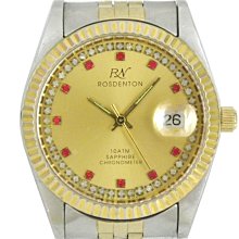 ROSDENTON 【RN勞斯丹頓 征服情海8808 中性三眼雙圓排鑲鑽陶瓷腕錶 】附保卡、大錶盒。旋轉式鑽框 日本機芯 歷史價格詳細信息