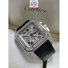 Cariter 卡地亞 山度士 Santos 100 計時 44MM 白鋼 豪華鑽錶 藍氣球 價格比較,價格查詢,歷史價格詳細信息